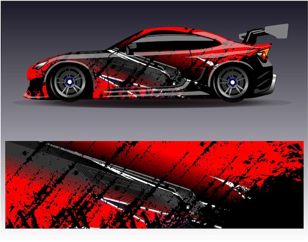 Vector de diseño de envoltura de automóviles Diseños de fondo de carreras de rayas abstractas gráficas para carreras de rally de vehículos