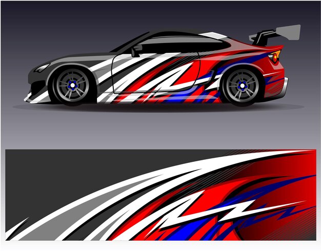 Vector de diseño de envoltura de automóviles Diseños de fondo de carreras de rayas abstractas gráficas para carreras de rally de vehículos