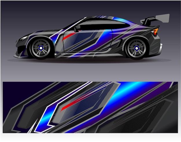 Vector de diseño de envoltura de automóviles Diseños de fondo de carreras de rayas abstractas gráficas para carreras de rally de vehículos