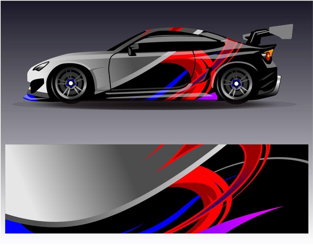 Vector de diseño de envoltura de automóviles Diseños de fondo de carreras de rayas abstractas gráficas para carreras de rally de vehículos