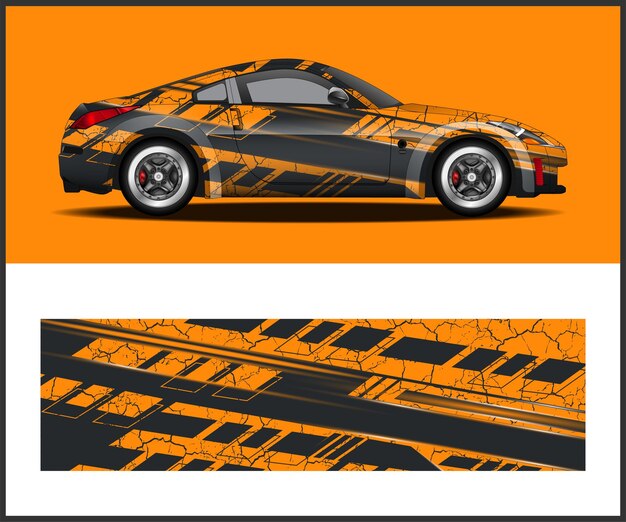 Vector de diseño de envoltura de calcomanía de automóvil para aventura y librea de rally de autos de carrera de vehículos