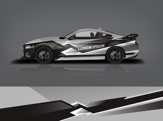 Vector de diseño de envoltura de calcomanía de automóvil deportivo Diseños de kit de fondo de carreras de rayas abstractas gráficas para aventura de rally de autos de carrera de vehículos y librea eps 10 listo para imprimirdekal a1