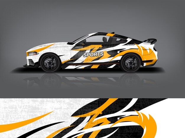 Vector de diseño de envoltura de calcomanía de automóvil deportivo Diseños de kit de fondo de carreras de rayas abstractas gráficas para aventura de rally de autos de carrera de vehículos y librea eps 10 listo para imprimirdekal a1