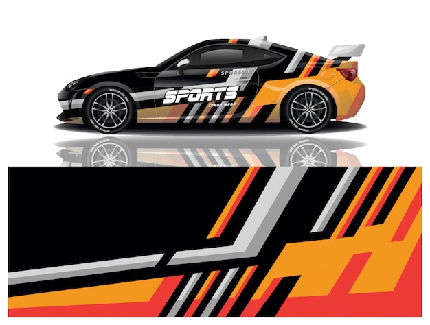 vector de diseño de envoltura de calcomanía de coche deportivo
