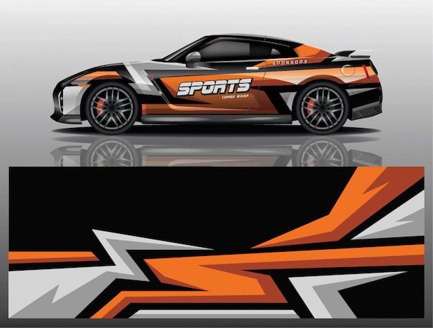 vector de diseño de envoltura de calcomanía de coche deportivo