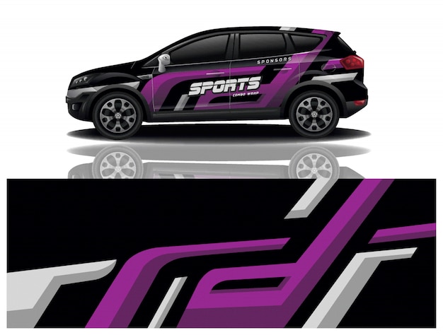 vector de diseño de envoltura de calcomanía de coche deportivo