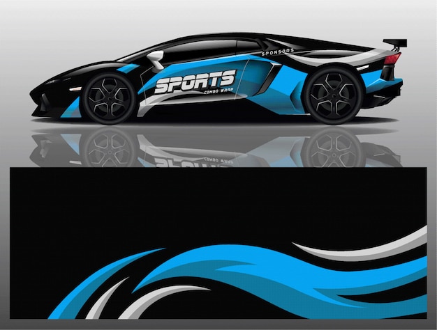 vector de diseño de envoltura de calcomanía de coche deportivo