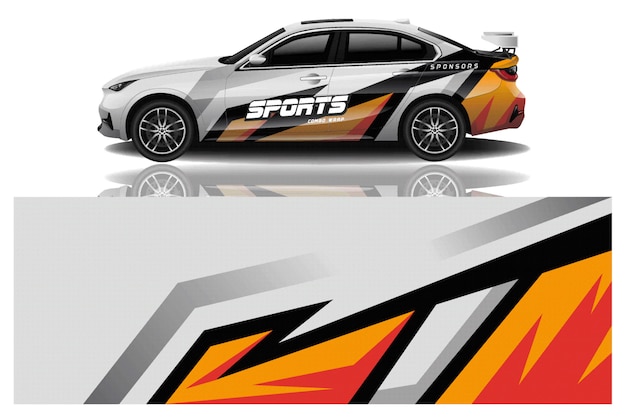 Vector de diseño de envoltura de calcomanía de coche deportivo