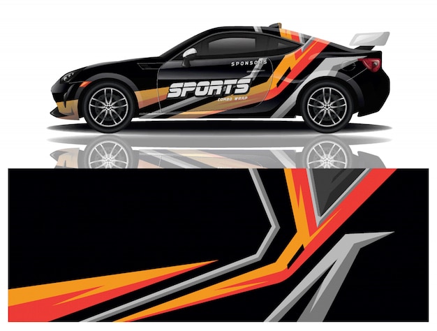 vector de diseño de envoltura de calcomanía de coche deportivo