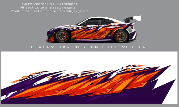 Vector de diseño de envoltura de calcomanía de coche. diseños de kit de fondo de carreras de rayas abstractas gráficas para vehículos, rac