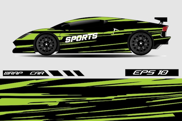 Vector de diseño de envoltura de calcomanía de coche Diseños de kit de fondo de carreras de rayas abstractas gráficas para vehículos