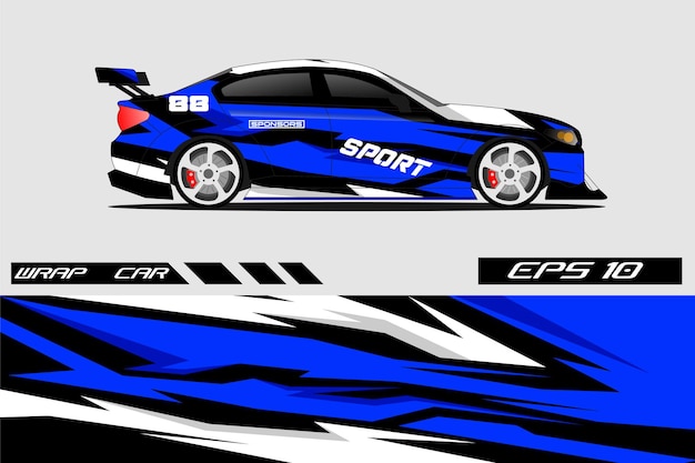 Vector de diseño de envoltura de calcomanía de coche Diseños de kit de fondo de carreras de rayas abstractas gráficas para vehículos