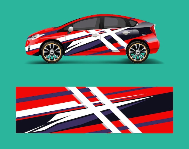 Vector de diseño de envoltura de calcomanía de coche con elemento de onda Formas de onda abstractas gráficas carreras para vector de diseño de plantilla de coche de carreras de vehículos