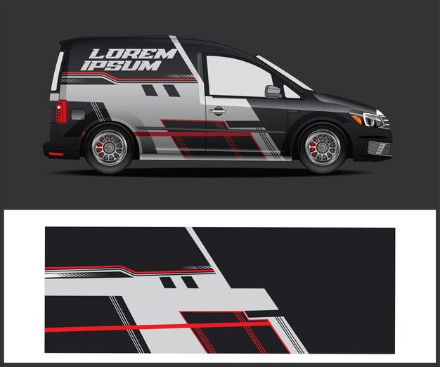 Vector de diseño de envoltura de calcomanía de coche Fondo de carreras de rayas abstractas gráficas