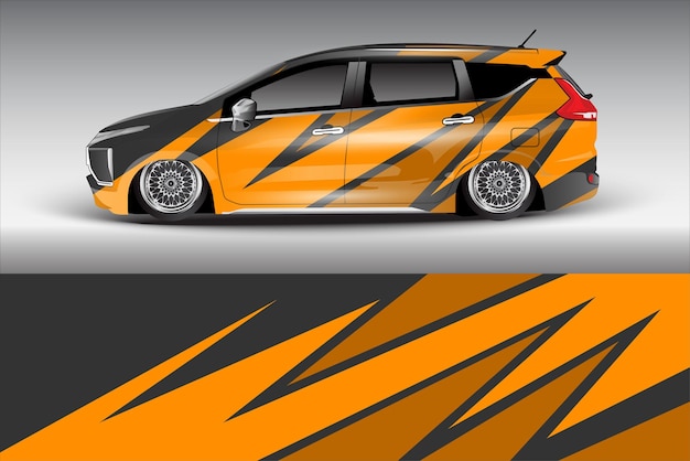 Vector de diseño de envoltura de calcomanía de coche Fondo de carreras de rayas abstractas gráficas