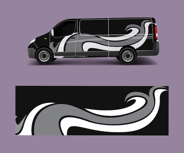 Vector de diseño de envoltura de calcomanía de furgoneta para la marca de la empresa Calcomanía de envoltura gráfica y vector de plantilla de etiqueta