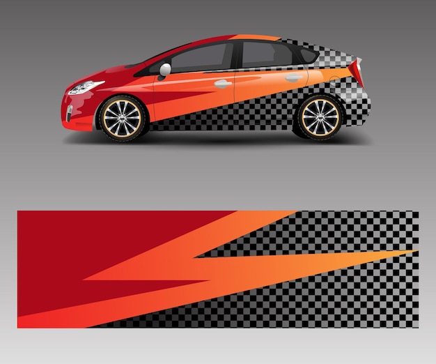 Vector de diseño de envoltura de calcomanía de marca de empresa diseños de formas abstractas gráficas coche de empresa