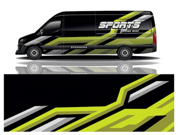 vector de diseño de envoltura de calcomanía de van car