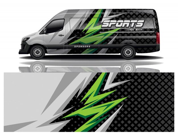 vector de diseño de envoltura de calcomanía de van car