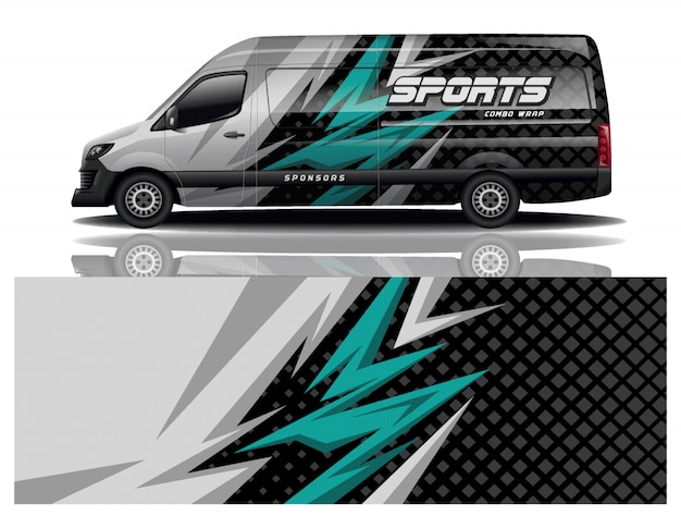 vector de diseño de envoltura de calcomanía de van car