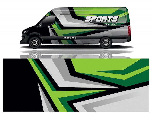 vector de diseño de envoltura de calcomanía de van car