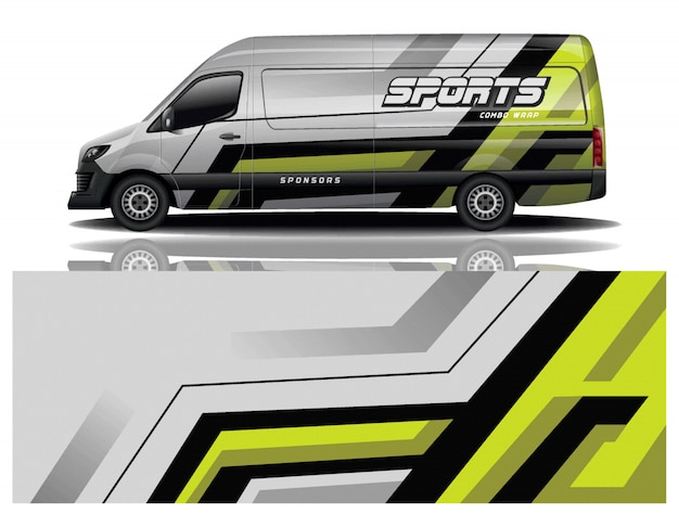 vector de diseño de envoltura de calcomanía de van car