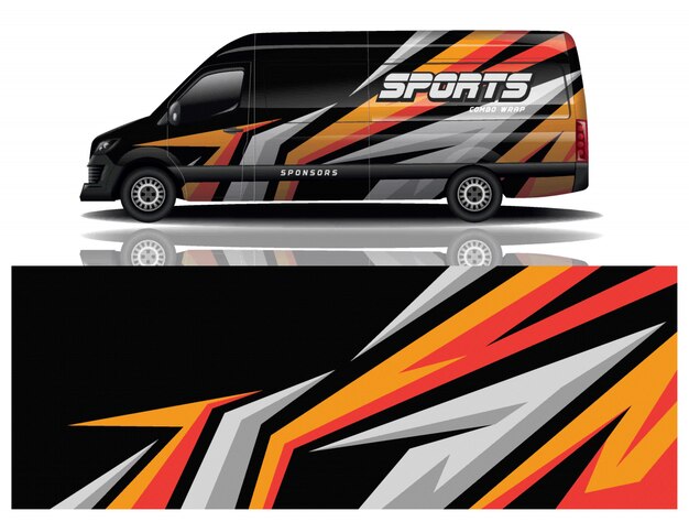 vector de diseño de envoltura de calcomanía de van car
