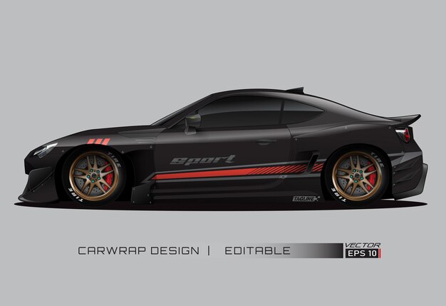Vector de diseño de envoltura de coche de carreras para coche de carreras Diseños de kit de fondo de carreras de rayas abstractas gráficas vector_20230213