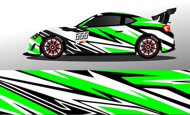 Vector de diseño de envoltura de coche de carreras. Diseños de kit de fondo de carreras de rayas abstractas gráficas para vehículos de envoltura