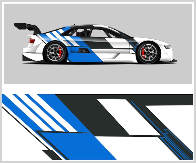 Vector de diseño de envoltura de coche de carreras para envoltura completa de coche