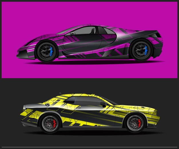 Vector de diseño de envoltura de coche de carreras para envoltura completa de coche