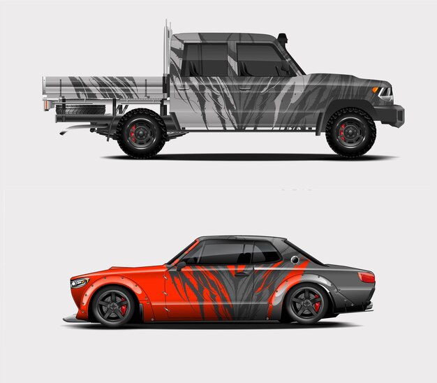 Vector de diseño de envoltura de coche de carreras para envoltura completa