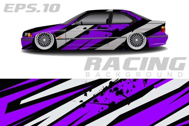 Vector de diseño de envoltura de coche de carreras para pegatinas de vinilo de vehículos y librea de calcomanías automotrices