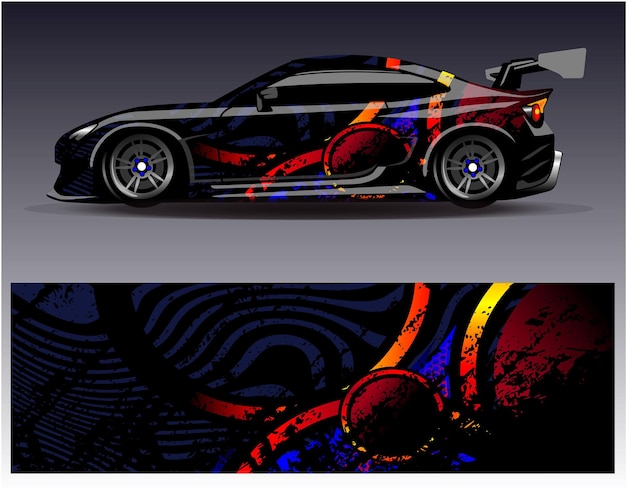 Vector de diseño de envoltura de coche Diseños de kit de fondo de carreras de rayas abstractas gráficas para carreras de vehículos de envoltura