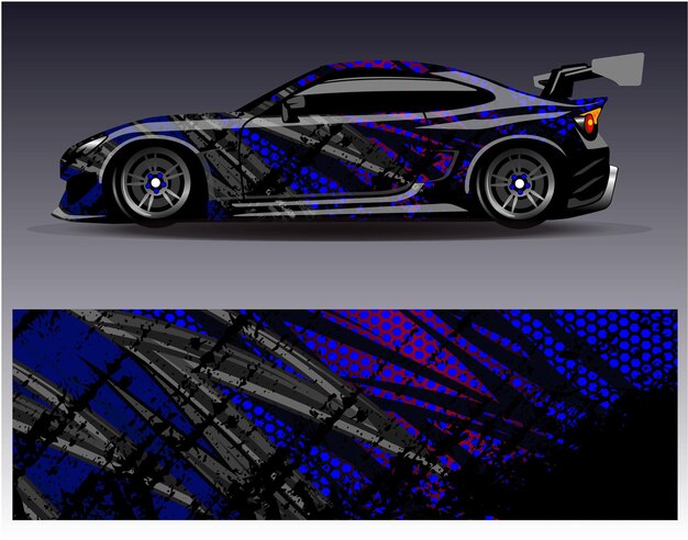 Vector de diseño de envoltura de coche Diseños de kit de fondo de carreras de rayas abstractas gráficas para vehículo de envoltura