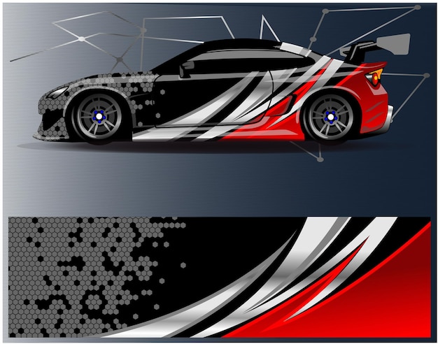 Vector de diseño de envoltura de coche Diseños de kit de fondo de carreras de rayas abstractas gráficas para vehículo de envoltura