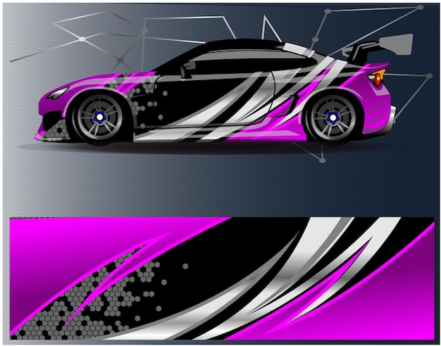 Vector de diseño de envoltura de coche Diseños de kit de fondo de carreras de rayas abstractas gráficas para vehículo de envoltura