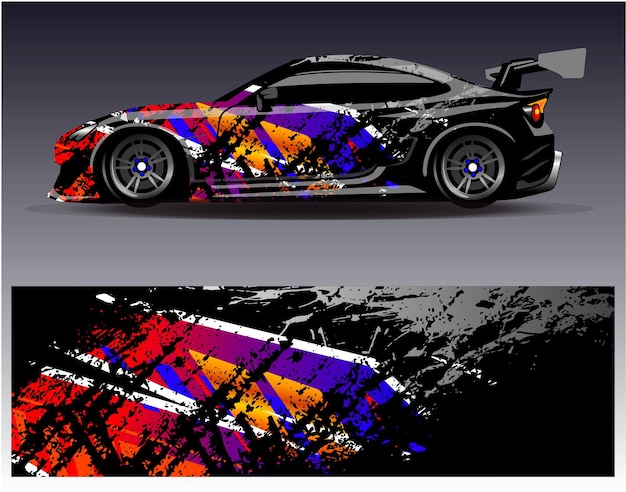 Vector de diseño de envoltura de coche Diseños de kit de fondo de carreras de rayas abstractas gráficas para vehículo de envoltura