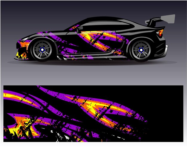 Vector de diseño de envoltura de coche Diseños de kit de fondo de carreras de rayas abstractas gráficas para vehículo de envoltura