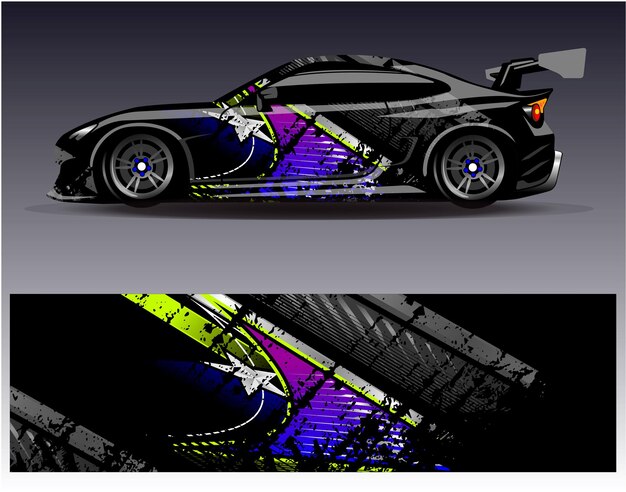 Vector de diseño de envoltura de coche Diseños de kit de fondo de carreras de rayas abstractas gráficas para vehículo de envoltura