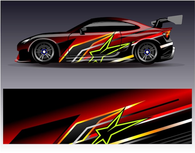 Vector de diseño de envoltura de coche Diseños de kit de fondo de carreras de rayas abstractas gráficas para vehículo de envoltura