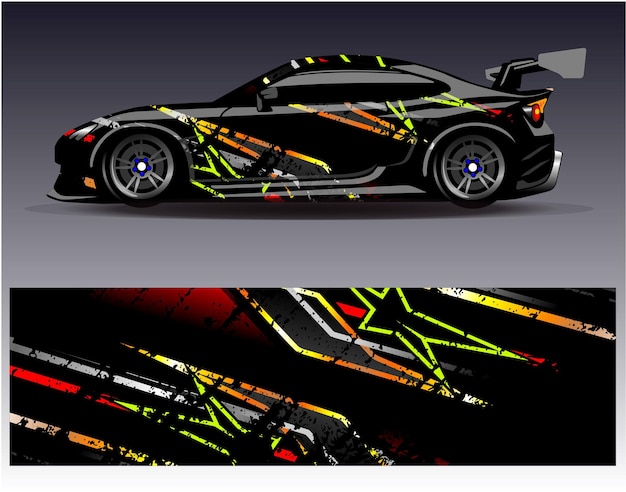 Vector de diseño de envoltura de coche Diseños de kit de fondo de carreras de rayas abstractas gráficas para vehículo de envoltura