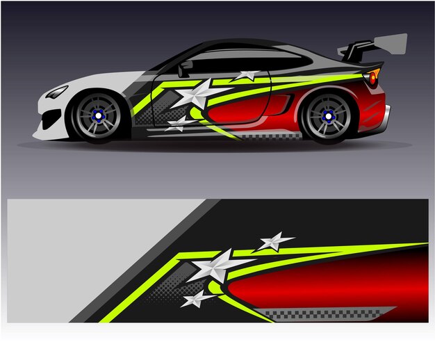 Vector de diseño de envoltura de coche Diseños de kit de fondo de carreras de rayas abstractas gráficas para vehículo de envoltura