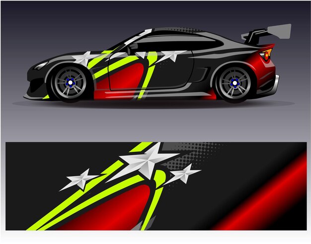Vector de diseño de envoltura de coche Diseños de kit de fondo de carreras de rayas abstractas gráficas para vehículo de envoltura