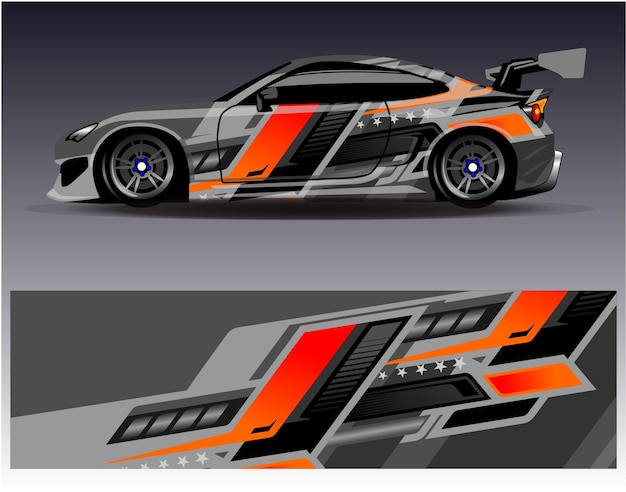Vector de diseño de envoltura de coche Diseños de kit de fondo de carreras de rayas abstractas gráficas para vehículo de envoltura