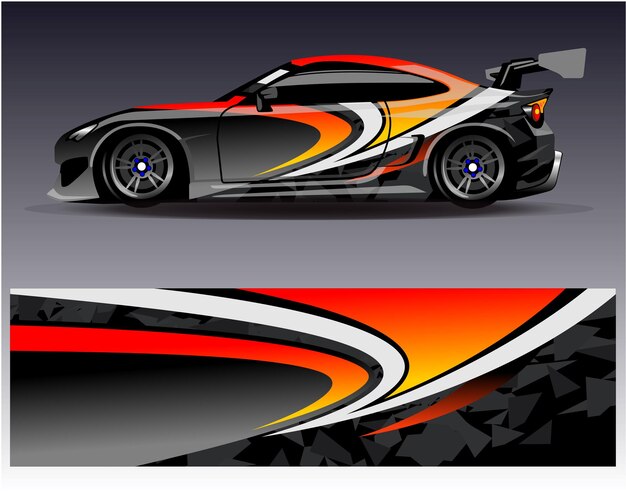 Vector de diseño de envoltura de coche Diseños de kit de fondo de carreras de rayas abstractas gráficas para vehículo de envoltura