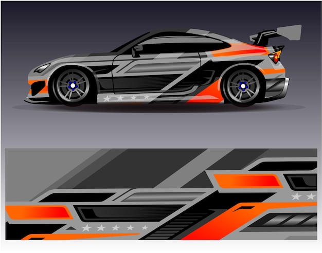 Vector de diseño de envoltura de coche Diseños de kit de fondo de carreras de rayas abstractas gráficas para vehículo de envoltura