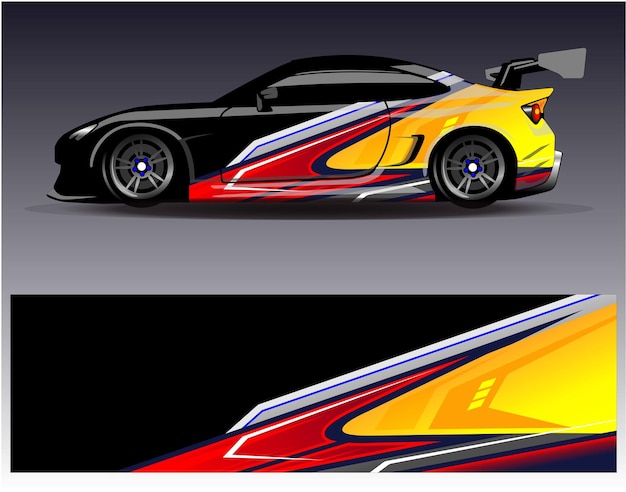 Vector de diseño de envoltura de coche Diseños de kit de fondo de carreras de rayas abstractas gráficas para vehículo de envoltura
