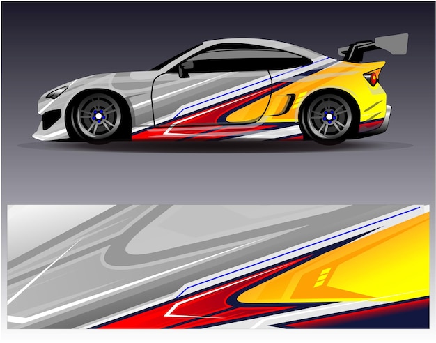 Vector de diseño de envoltura de coche Diseños de kit de fondo de carreras de rayas abstractas gráficas para vehículo de envoltura