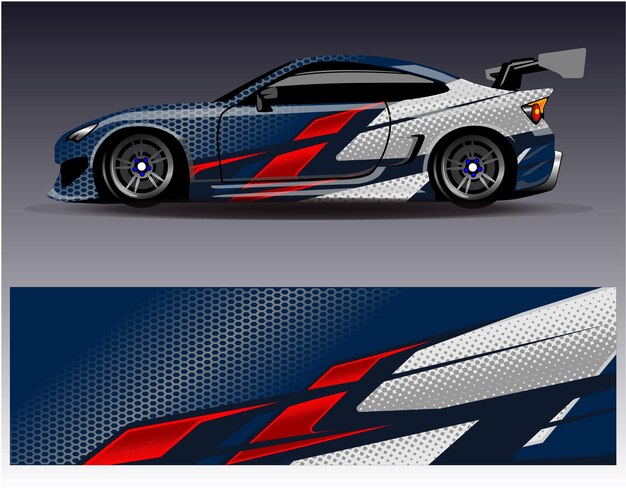 Vector de diseño de envoltura de coche Diseños de kit de fondo de carreras de rayas abstractas gráficas para vehículo de envoltura